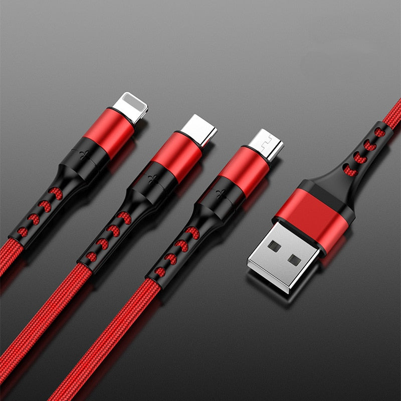 3 in1 Data USB Cable for Smartphone, PC and Tablet.  Fast Charging Cable dylinoshop