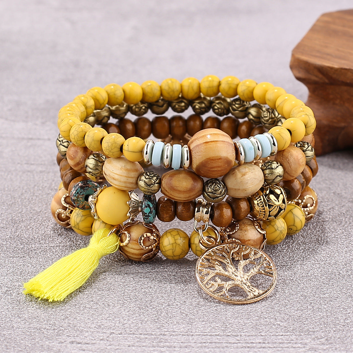 Bohemian style multi-layer wood bracelet dylinoshop