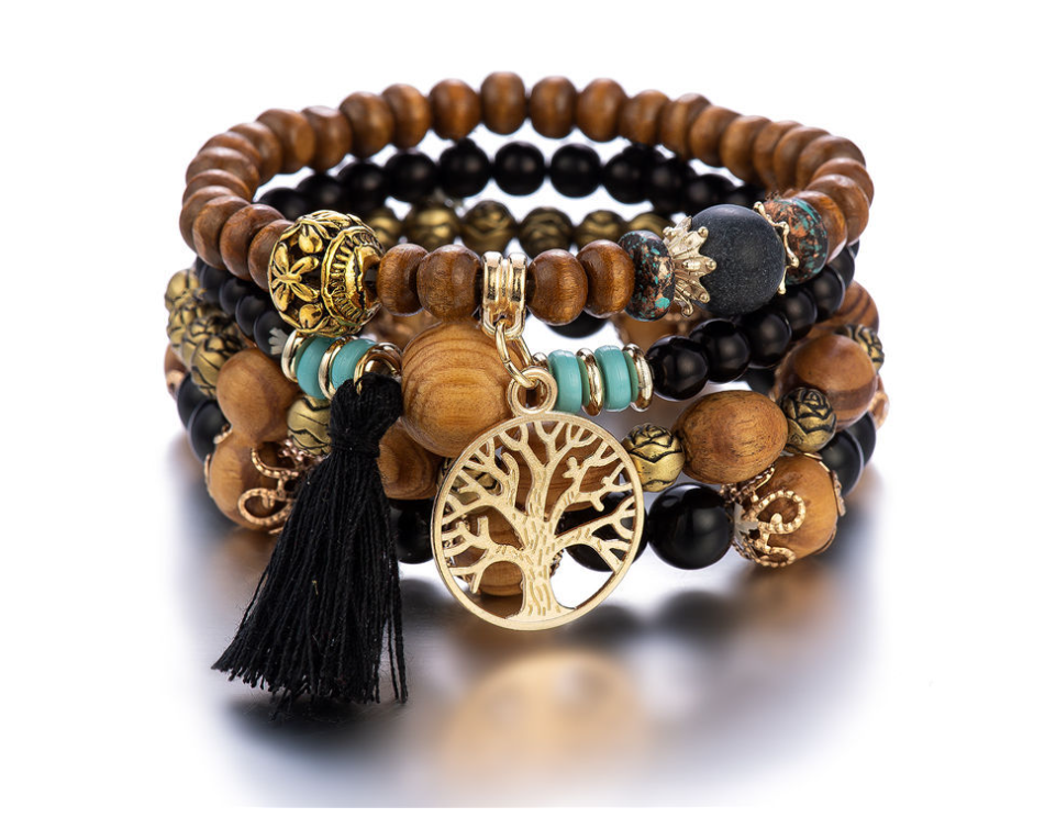 Bohemian style multi-layer wood bracelet dylinoshop