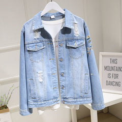 Women Embroidery Floral Vintage Denim Coat dylinoshop