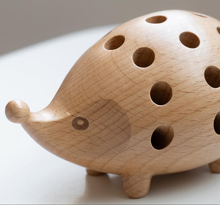 Wooden Hedgehog Pen Holder Feajoy