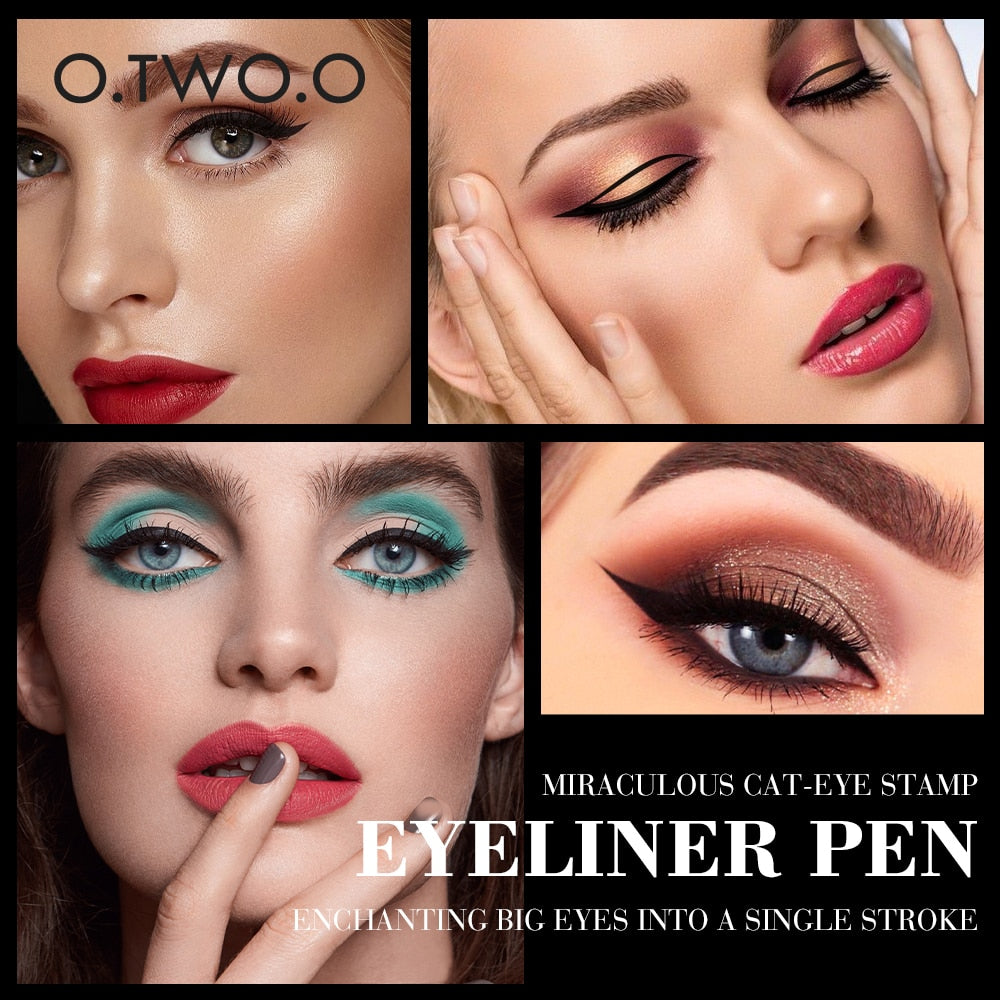 O.TWO.O Eyeliner Stamp Black Liquid Eyeliner Pen Waterproof Fast Dry Double-ended Eye Liner Pencil Make-up for Women Cosmetics dylinoshop