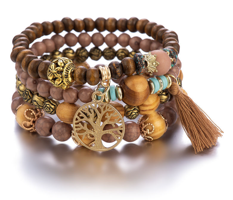 Bohemian style multi-layer wood bracelet dylinoshop