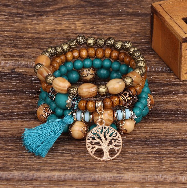 Bohemian style multi-layer wood bracelet dylinoshop