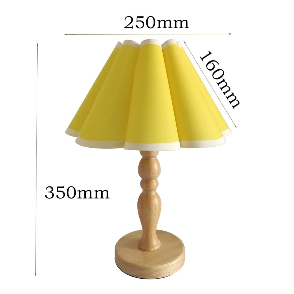 Cute Bedside Solid Wooden Table Lamp With Fabric Flower Shade dylinoshop