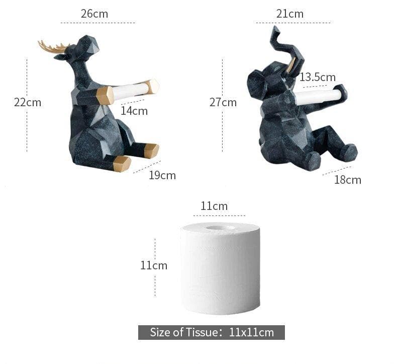 Geometric Elephant/Deer Toilet Roll Holder Feajoy