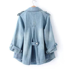 Women Harajuku Denim Windbreaker A-Line Basic Jacket dylinoshop