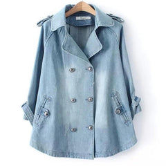 Women Harajuku Denim Windbreaker A-Line Basic Jacket dylinoshop