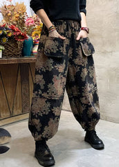 Handmade Black Print denim lantern Pants Winter NZ-LPTS220105