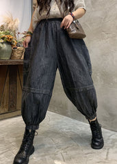 Handmade Black high waist Patchwork denim Pants Spring NZ-LPTS220105