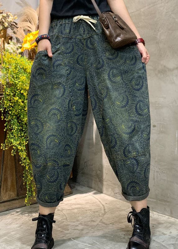 Handmade Blue high waist Print denim Pants Spring BSNZK-LPTS211124