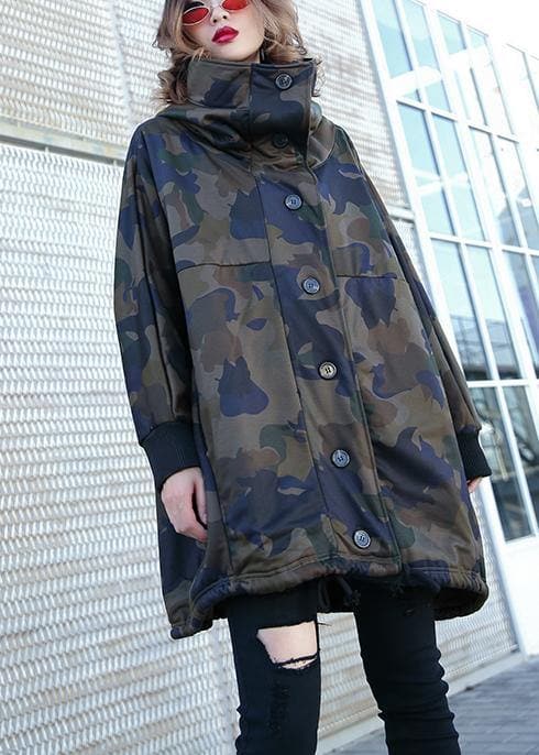 Handmade Button Pockets Fine Coat For Woman Camouflage Silhouette Coat AT-CTS191101