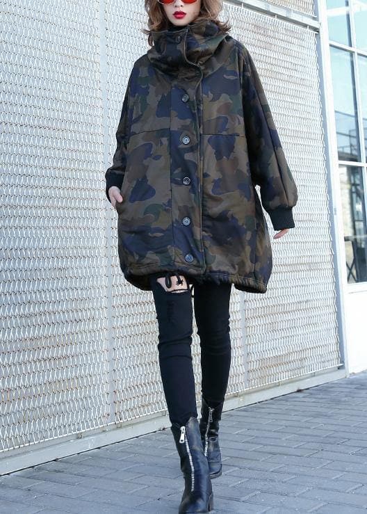 Handmade Button Pockets Fine Coat For Woman Camouflage Silhouette Coat AT-CTS191101