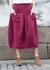 Handmade Mulberry High Waist Pockets Linen Skirts Fall GK-SKTS220815