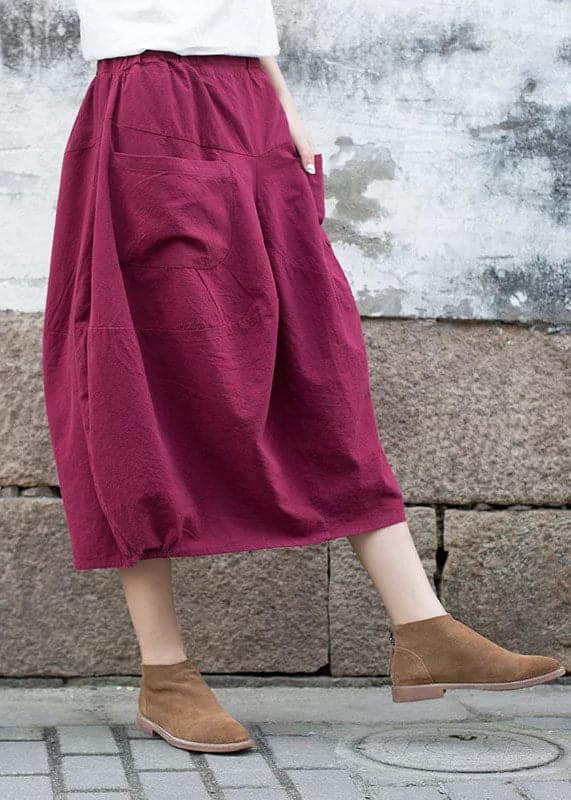 Handmade Mulberry High Waist Pockets Linen Skirts Fall GK-SKTS220815