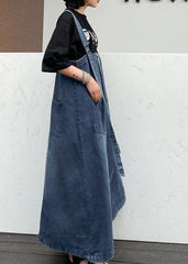 Handmade denim blue cotton sleeveless pockets cotton robes summer Dresses AT-SDL200508