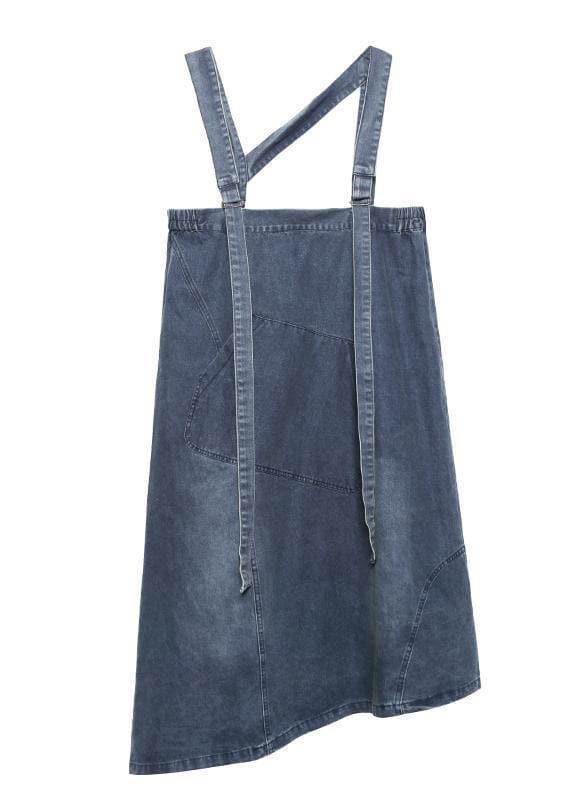 Handmade denim blue cotton sleeveless pockets cotton robes summer Dresses AT-SDL200508