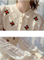 Women Korea Style Slim Embroidery Wool Knitting Sweater Maxi Dress dylinoshop