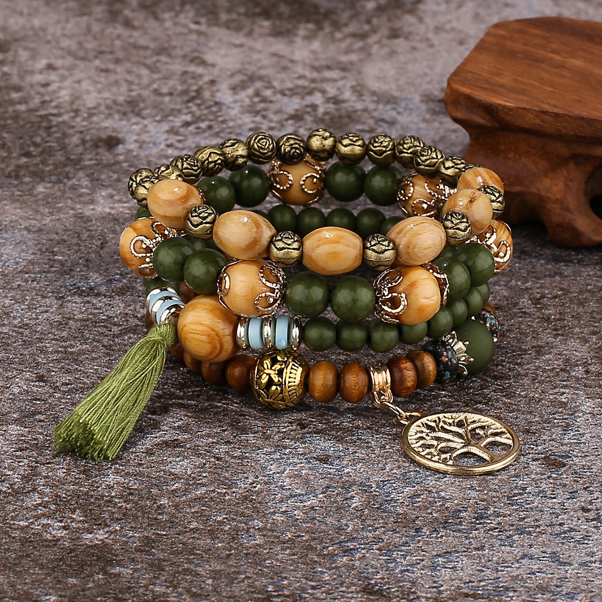 Bohemian style multi-layer wood bracelet dylinoshop