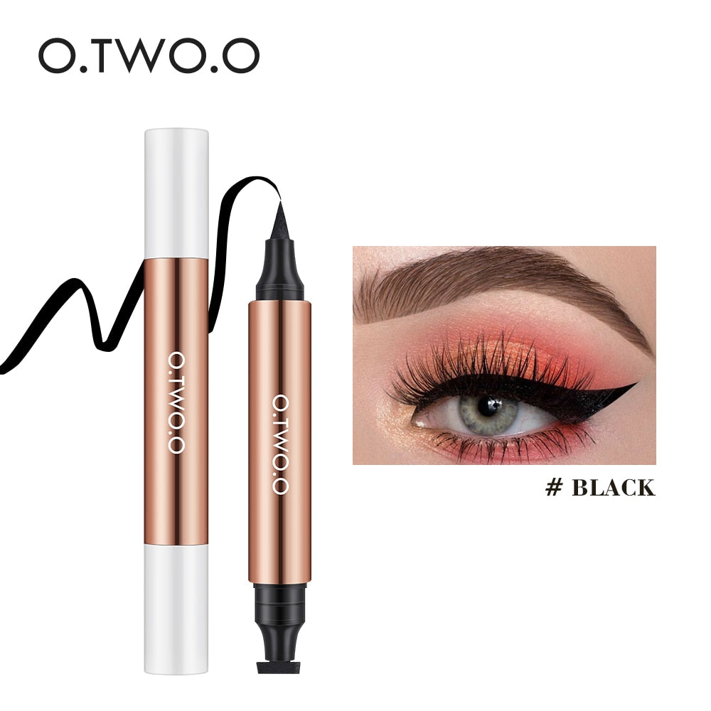 O.TWO.O Eyeliner Stamp Black Liquid Eyeliner Pen Waterproof Fast Dry Double-ended Eye Liner Pencil Make-up for Women Cosmetics dylinoshop