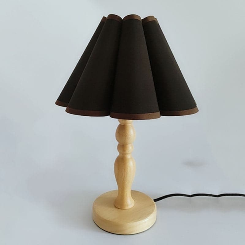 Cute Bedside Solid Wooden Table Lamp With Fabric Flower Shade dylinoshop