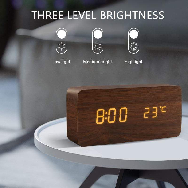 Modern Wooden Alarm Clock Feajoy