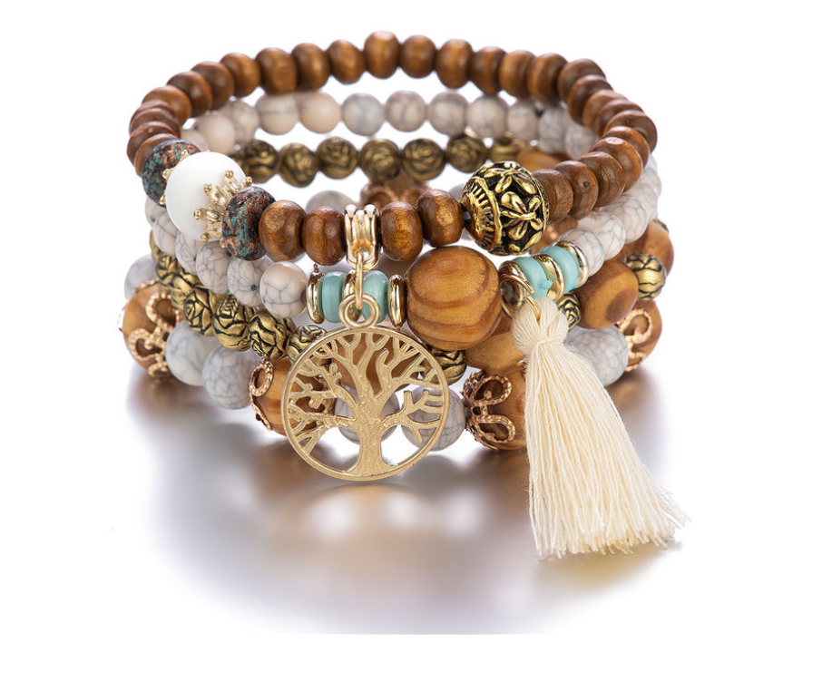 Bohemian style multi-layer wood bracelet dylinoshop