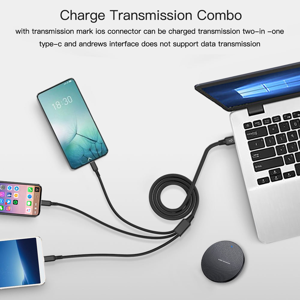 3 in1 Data USB Cable for Smartphone, PC and Tablet.  Fast Charging Cable dylinoshop