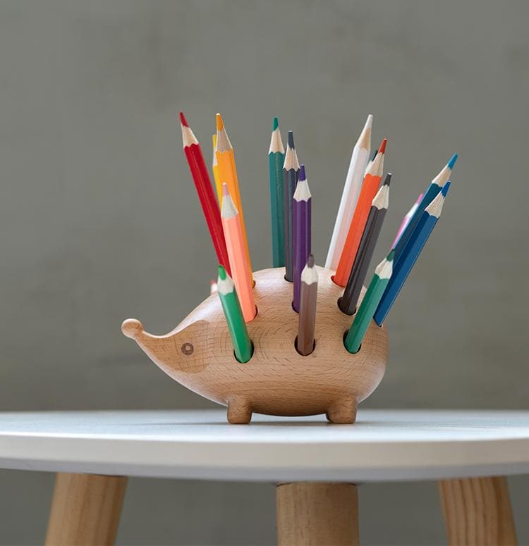 Wooden Hedgehog Pen Holder Feajoy