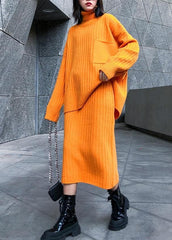 High neck sweater suit skirt two-piece long over-the-knee temperament autumn and winter knitted skirt AT-NSD191101