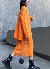 High neck sweater suit skirt two-piece long over-the-knee temperament autumn and winter knitted skirt AT-NSD191101