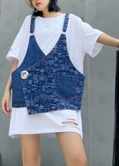 Hole white short-sleeved t-shirt female loose summer large size shirt denim vest suit two-piece suit AT-STP200623