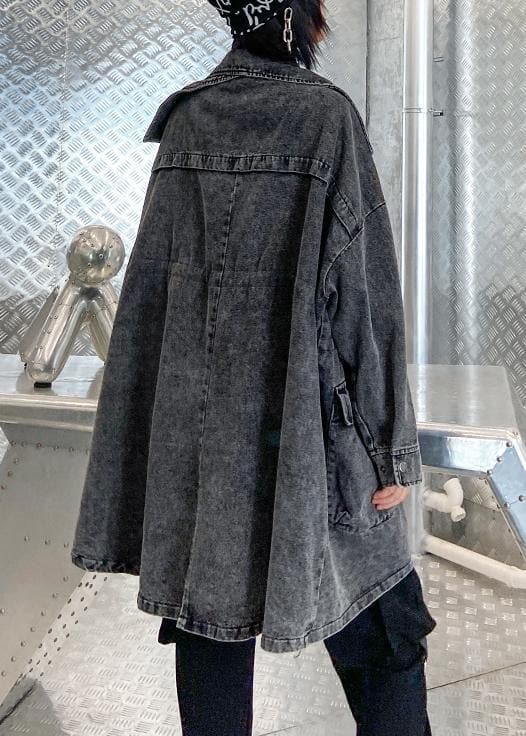 Italian drawstring Fashion clothes For Women denim black gray coats AT-CTS200812