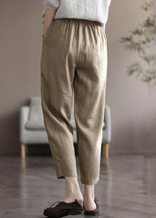 Khaki Pockets Linen Harem Pants High Waist Summer GK-CPTS220523