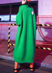 Knitted o neck Hole Sweater weather Design green daily knit dress AT-NSD201014