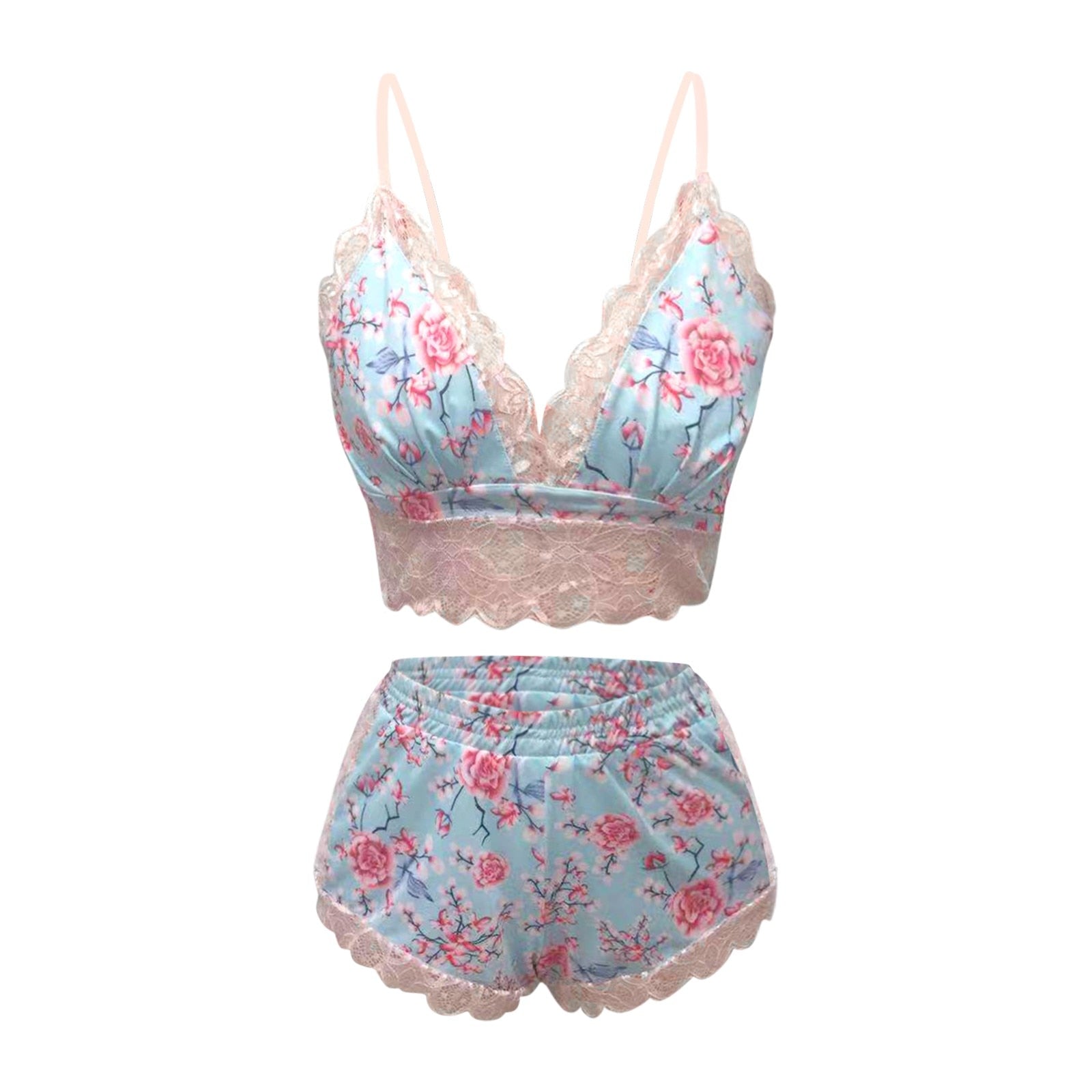 Lace Lingerie Two Piece Women's Pajama Set dylinoshop