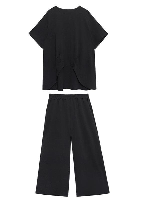 Large size casual fashion light and mature temperament T-shirt, wide-leg pants two-piece suit, young age suit women AT-STP200617