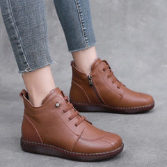 Leather Ankle Boots Handmade Soft Sneakers Women's Casual Shoes GCSZXC59 Touchy Style