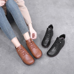 Leather Ankle Boots Handmade Soft Sneakers Women's Casual Shoes GCSZXC59 Touchy Style