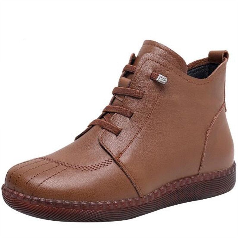 Leather Ankle Boots Handmade Soft Sneakers Women's Casual Shoes GCSZXC59 Touchy Style