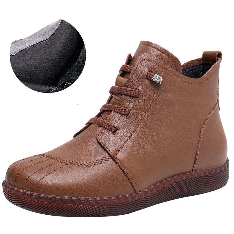 Leather Ankle Boots Handmade Soft Sneakers Women's Casual Shoes GCSZXC59 Touchy Style