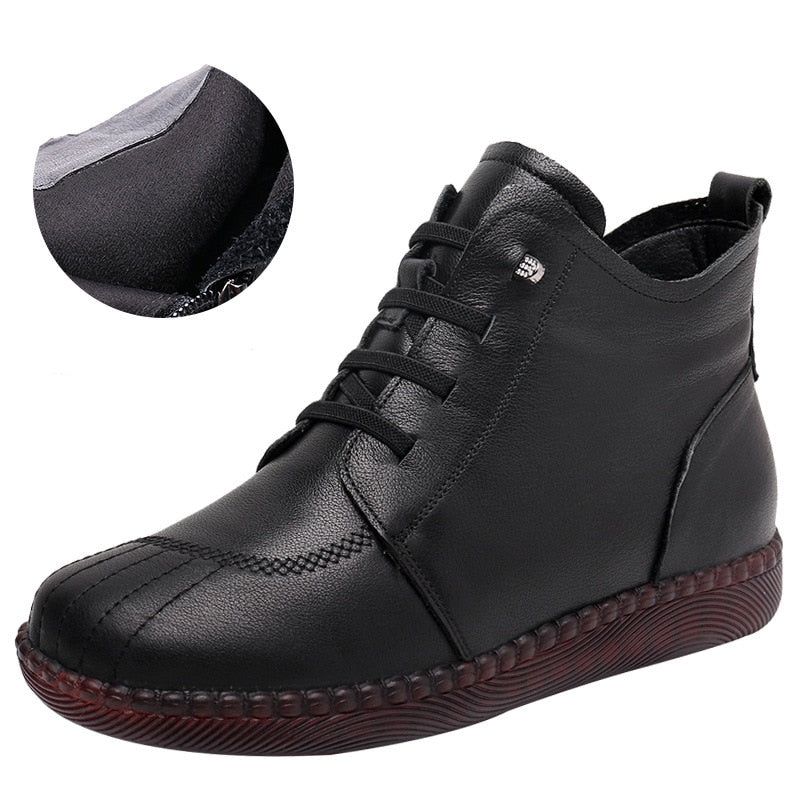 Leather Ankle Boots Handmade Soft Sneakers Women's Casual Shoes GCSZXC59 Touchy Style