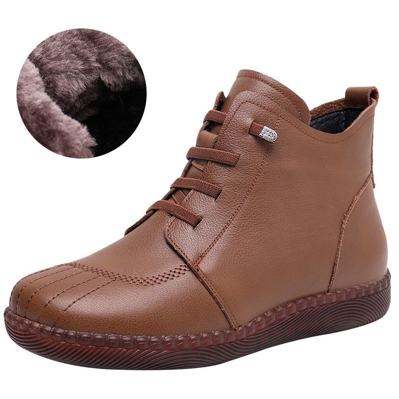 Leather Ankle Boots Handmade Soft Sneakers Women's Casual Shoes GCSZXC59 Touchy Style