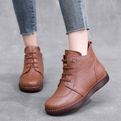 Leather Ankle Boots Handmade Soft Sneakers Women's Casual Shoes GCSZXC59 Touchy Style