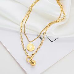 Long Necklaces Charm Jewelry Double Layers Coin Cross ET517 Touchy Style