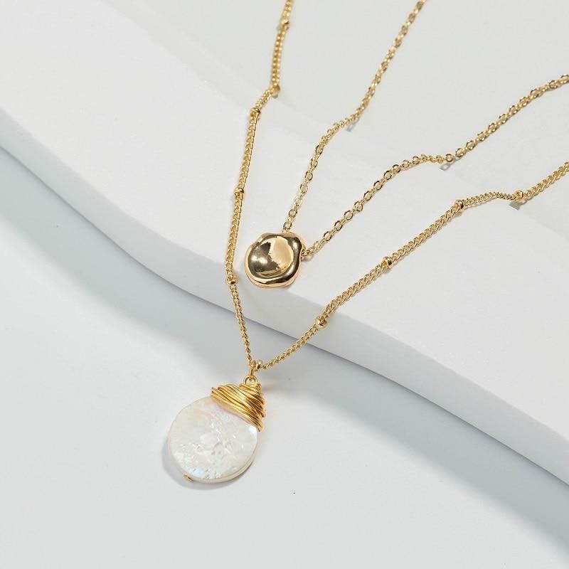 Long Necklaces Charm Jewelry Double Layers Pearl #ET509 Touchy Style