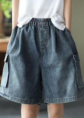 Loose Blue Elastic Waist Wide Leg Summer Denim hot Pants GK-SPTS210721