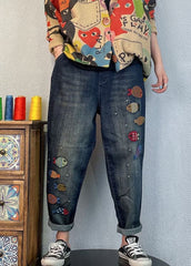 Loose Blue Embroideried denim Spring harem pants BSNZK-LPTS211124