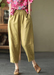 Loose Light Green Pockets Summer Pants Linen GK-LPTS210720