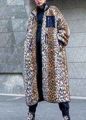 Loose Square Collar zippered fine fall coats women Leopard coats AT-TCT201105